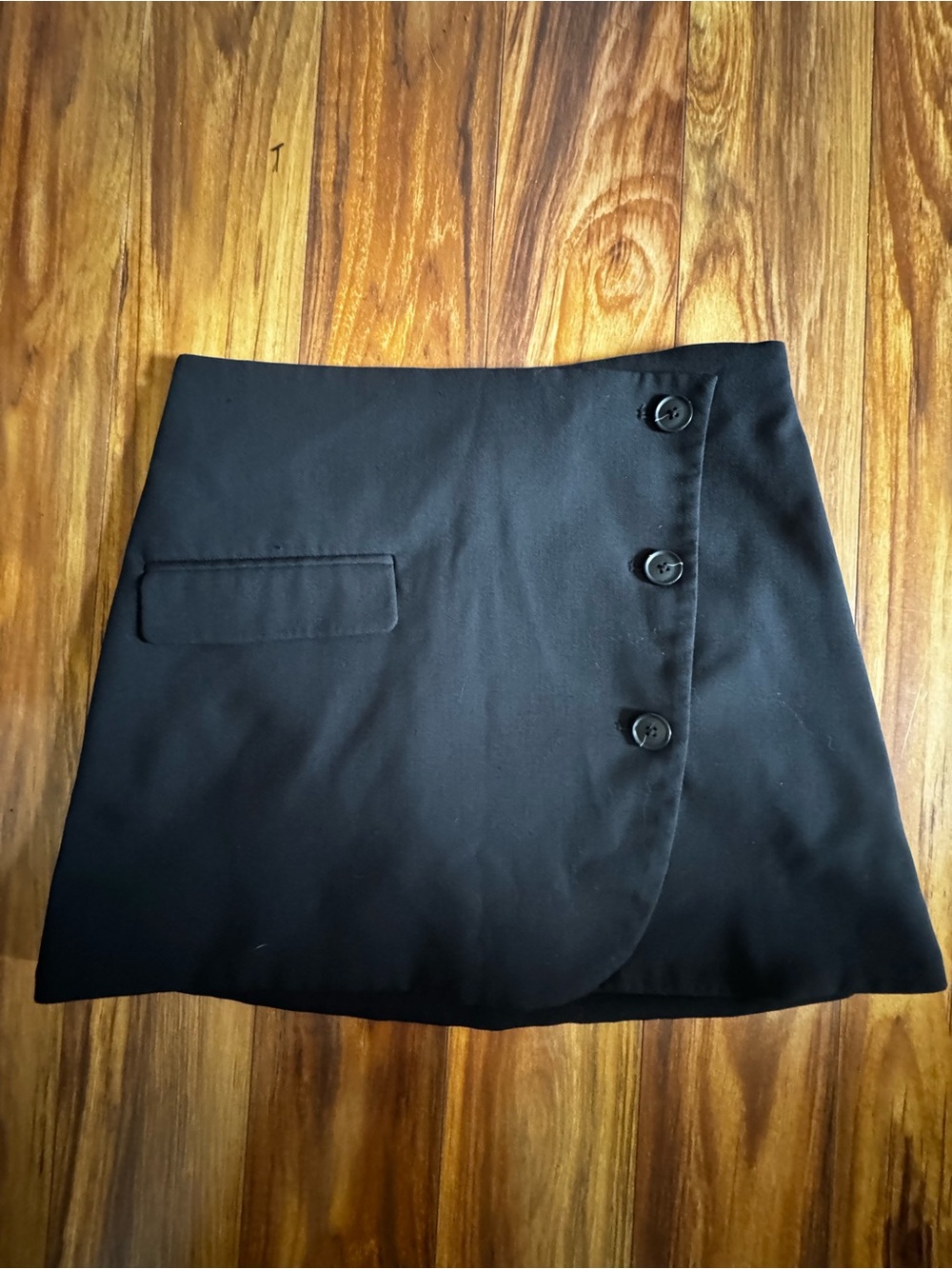 a new day Black Mini Skirt with Side Button Detail